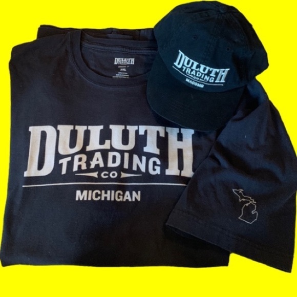 🌸Duluth Trading Co. “ State of Michigan” Combo Cap  and 2XL T-Shirt in Black - Picture 1 of 4